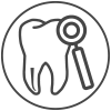 Icon Zahnerhaltung - Zahn mit Lupe