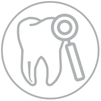Icon Zahnerhaltung - Zahn mit Lupe