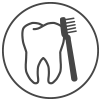 Icon Prophylaxe - Zahn mit angelehnter Bürste