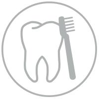 Icon Prophylaxe - Zahn mit angelehnter Bürste