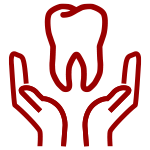 Icon Zahn von schützenden Händen umschlossen